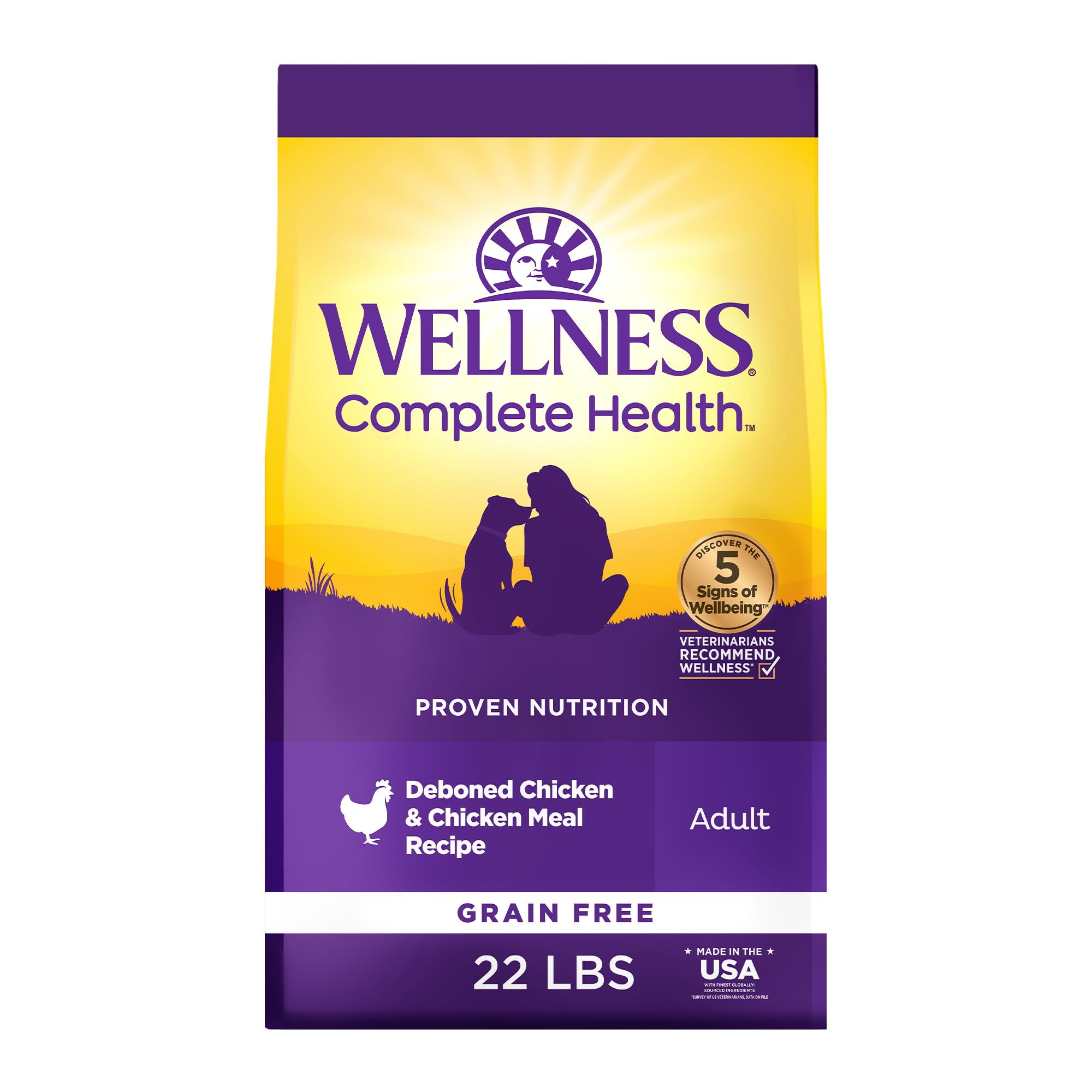 Wellness Complete Health: bolsa de alimento seco sin granos para perros adultos, apoyo digestivo