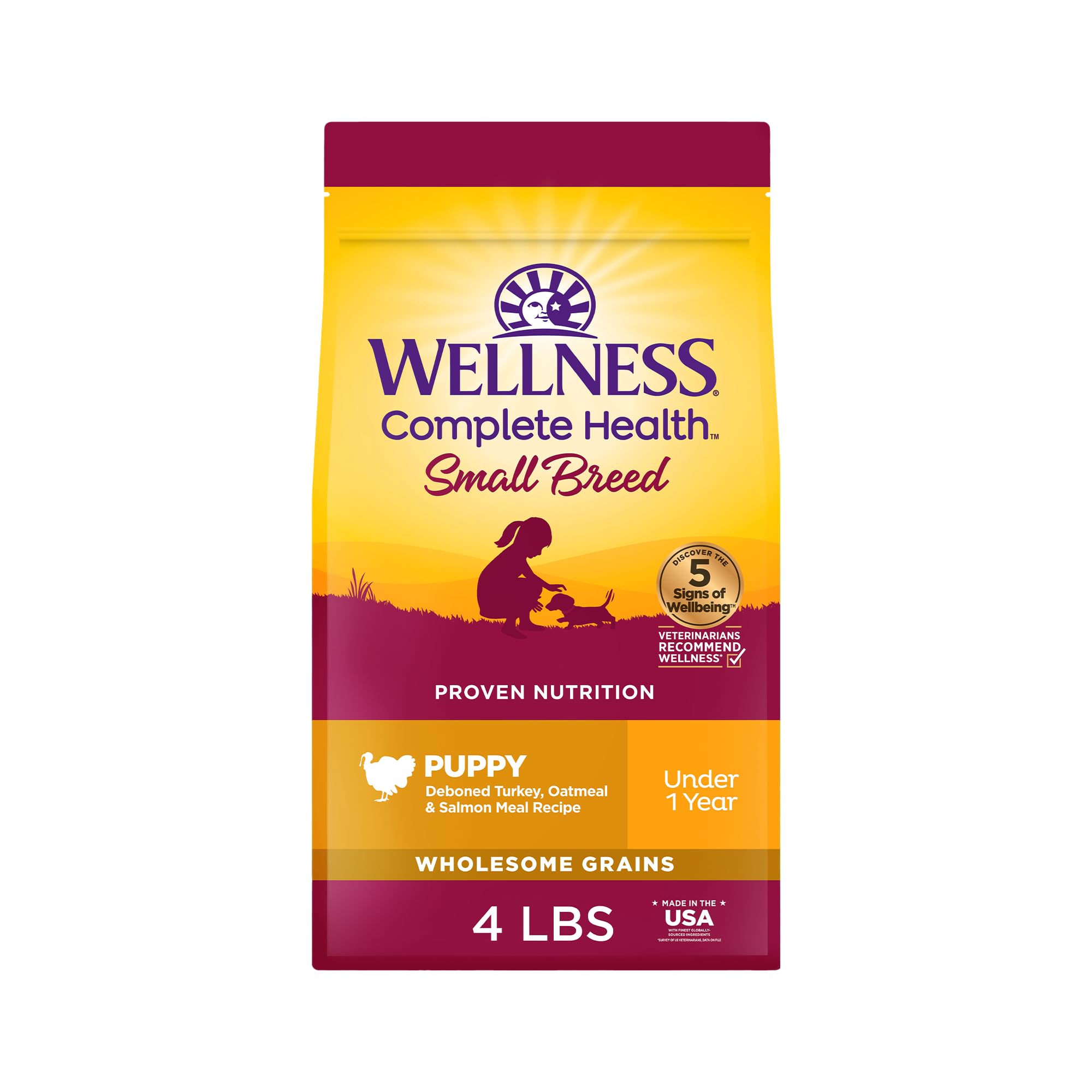 Wellness Complete Health para cachorros, croquetas de pavo, avena y salmón en bolsa de 4 lb