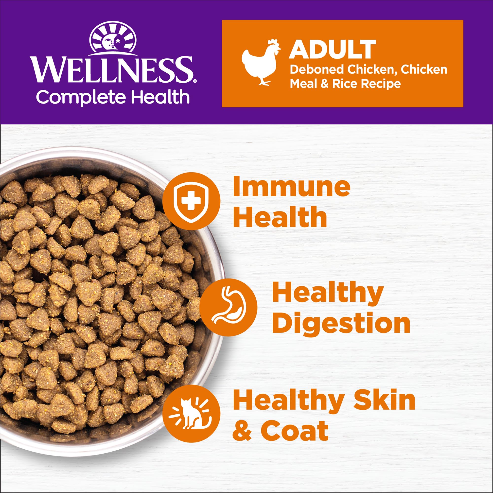 Wellness Complete Health: bolsa de 5 libras de croquetas de pollo real para gatos, ideal para comidas diarias