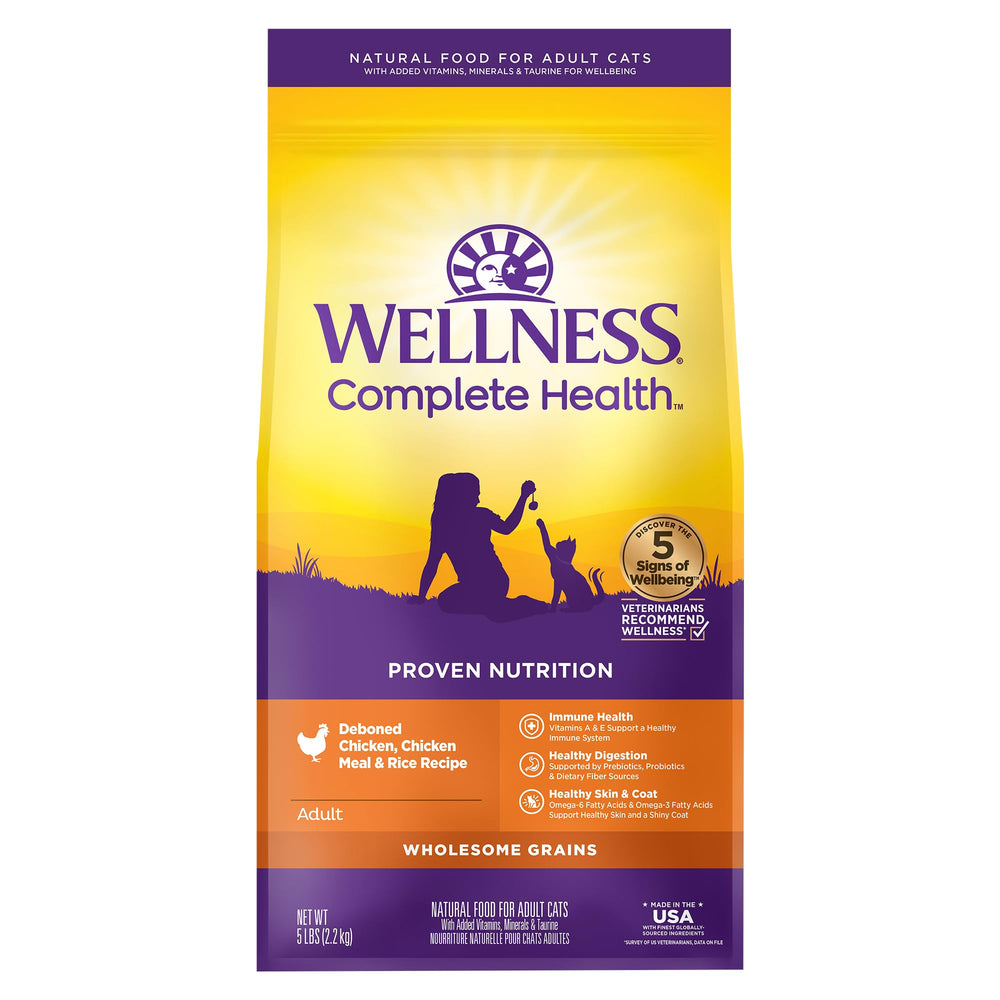 Wellness Complete Health: croquetas secas en tazón para gato, satisface el hambre diaria