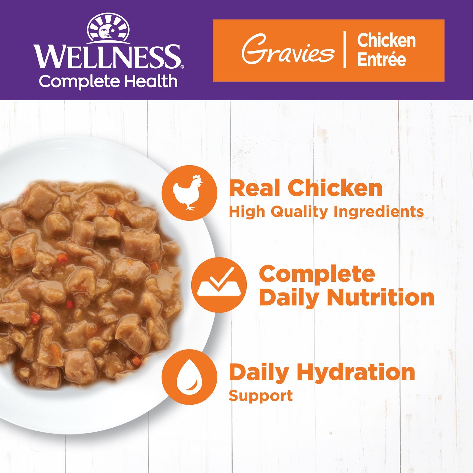 Wellness Salud Completa trozos de pollo en salsa cremosa para gatos