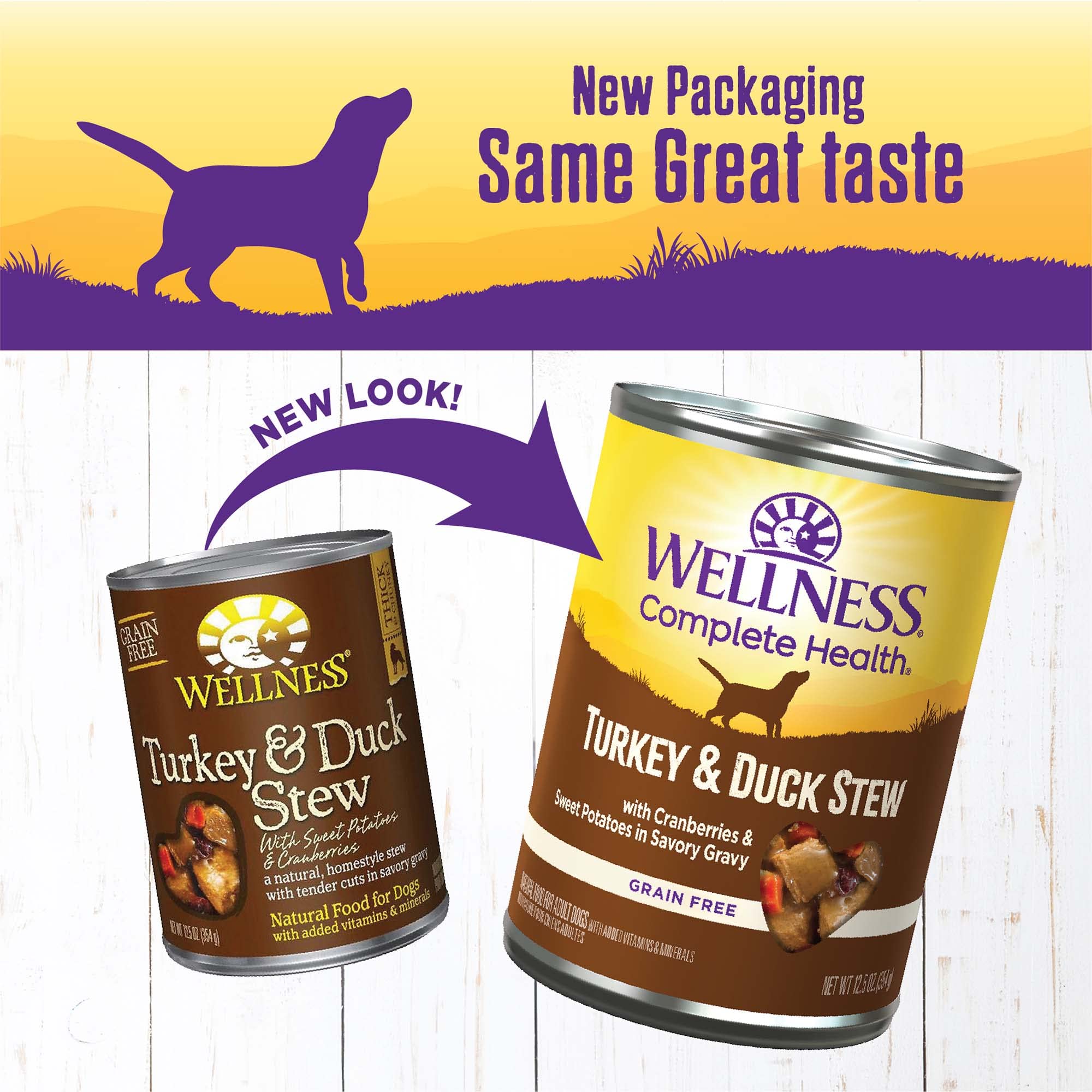 Wellness Complete Health, guiso perro pavo-pato, trozos jugosos para saborear cada plato.