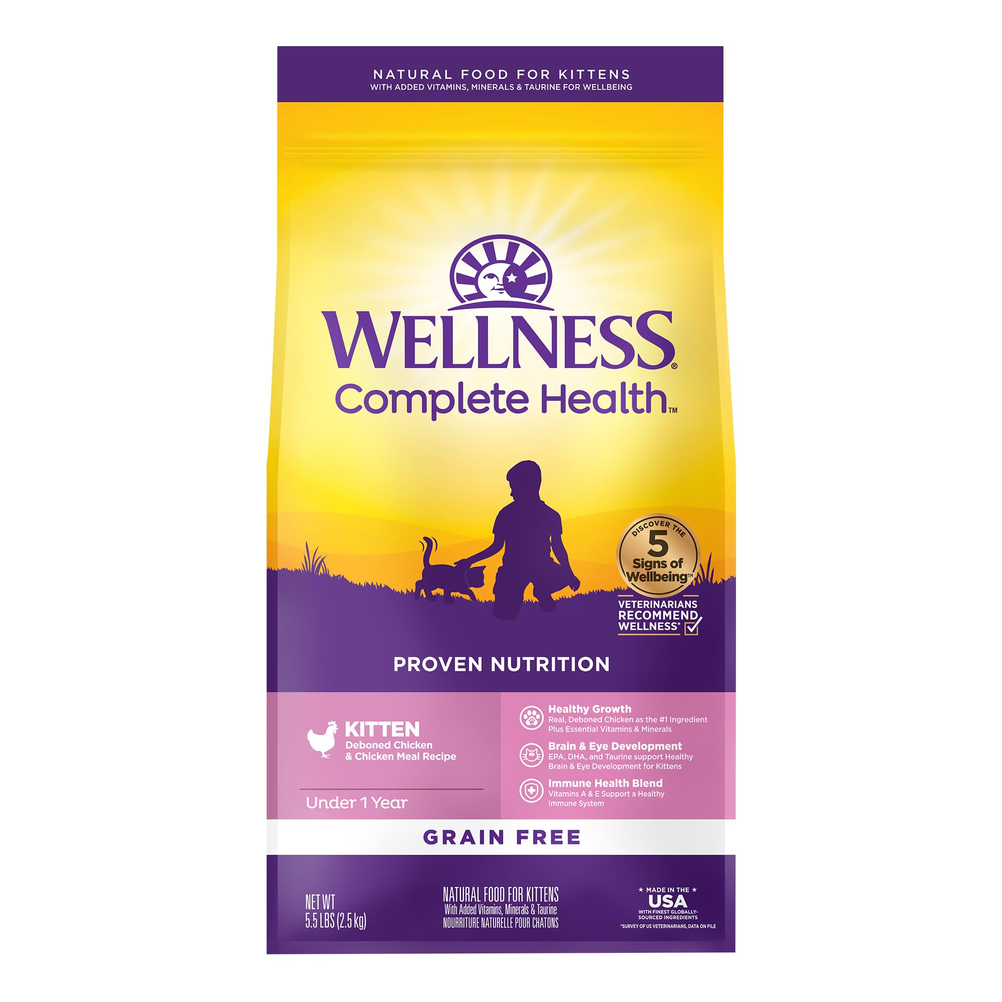 Wellness Complete Health Kitten croquetas en cuenco para energía diaria