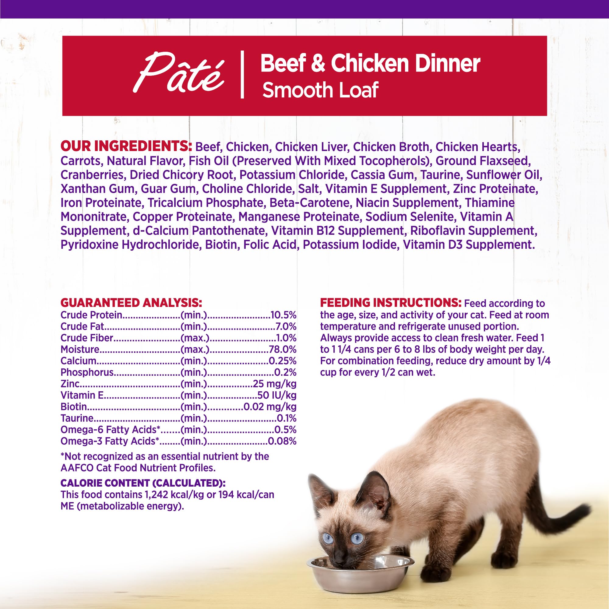 Pate Wellness Complete Health, pollo y res, plato para gato en casa.