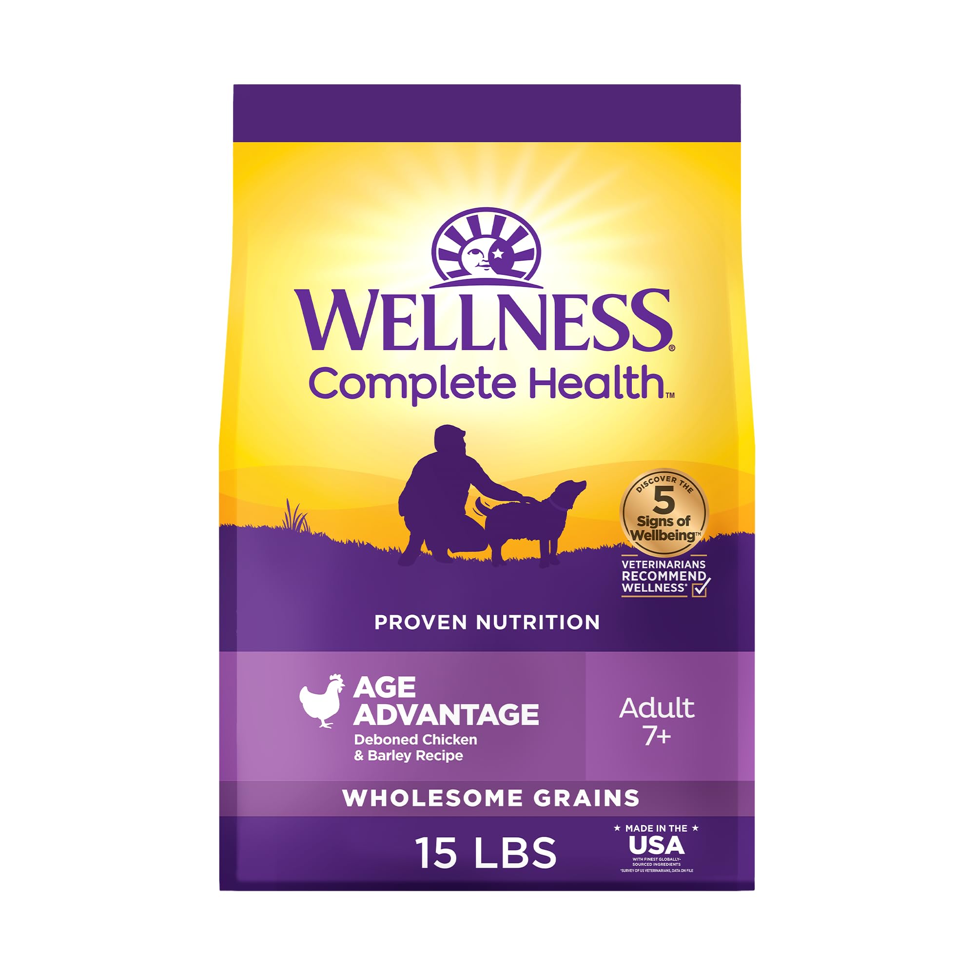 Wellness Complete Health Senior croquetas crujientes de pollo y cebada para perros mayores