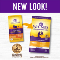 Wellness Complete Health sin granos para gatos indoor con fibra saludable.