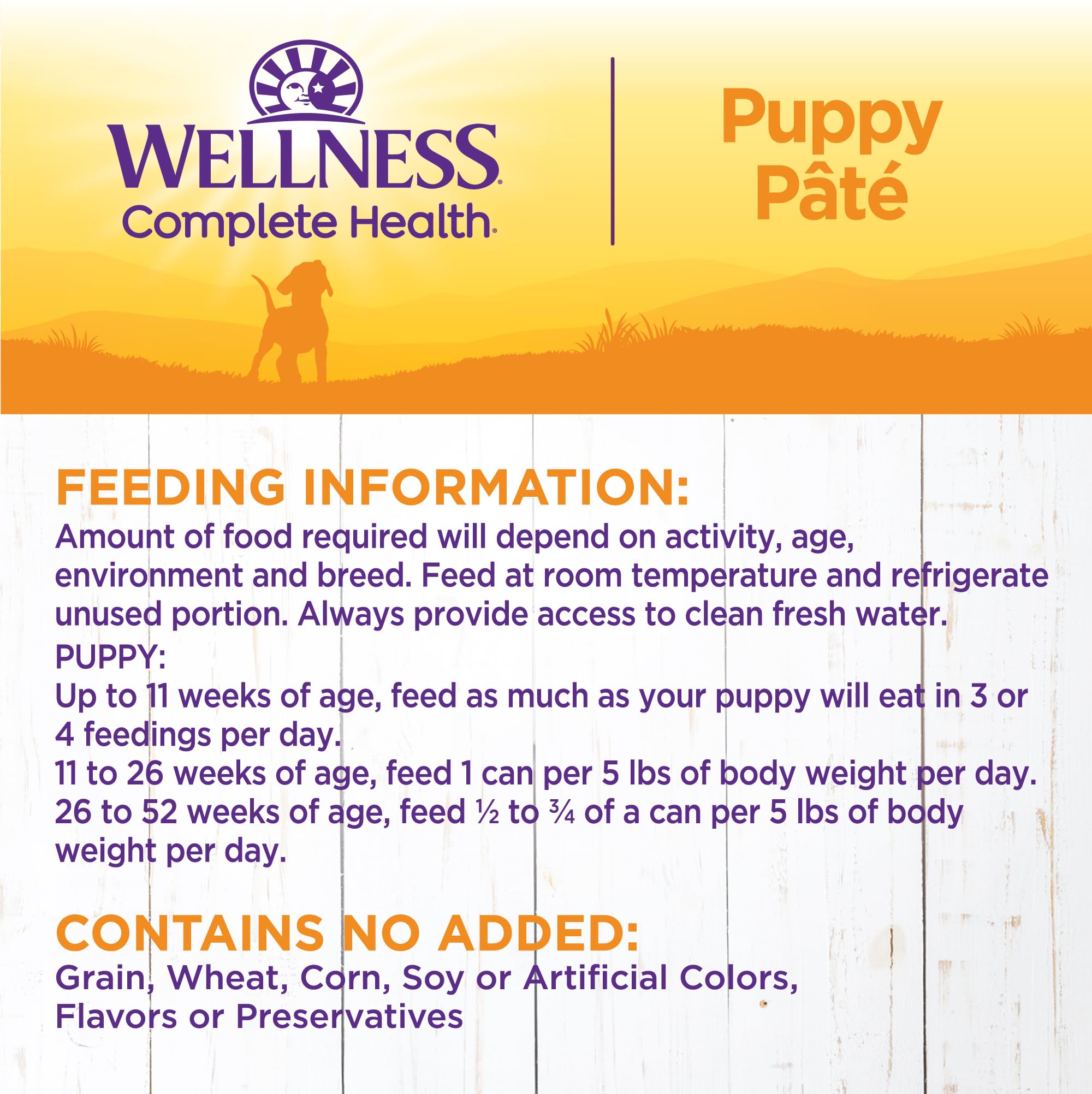 Wellness cachorros, elaborado en EE. UU. con ingredientes seleccionados.