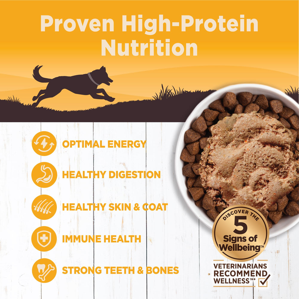 Wellness CORE 95, nutrición con pollo y vegetales, fuente equilibrada de proteína.