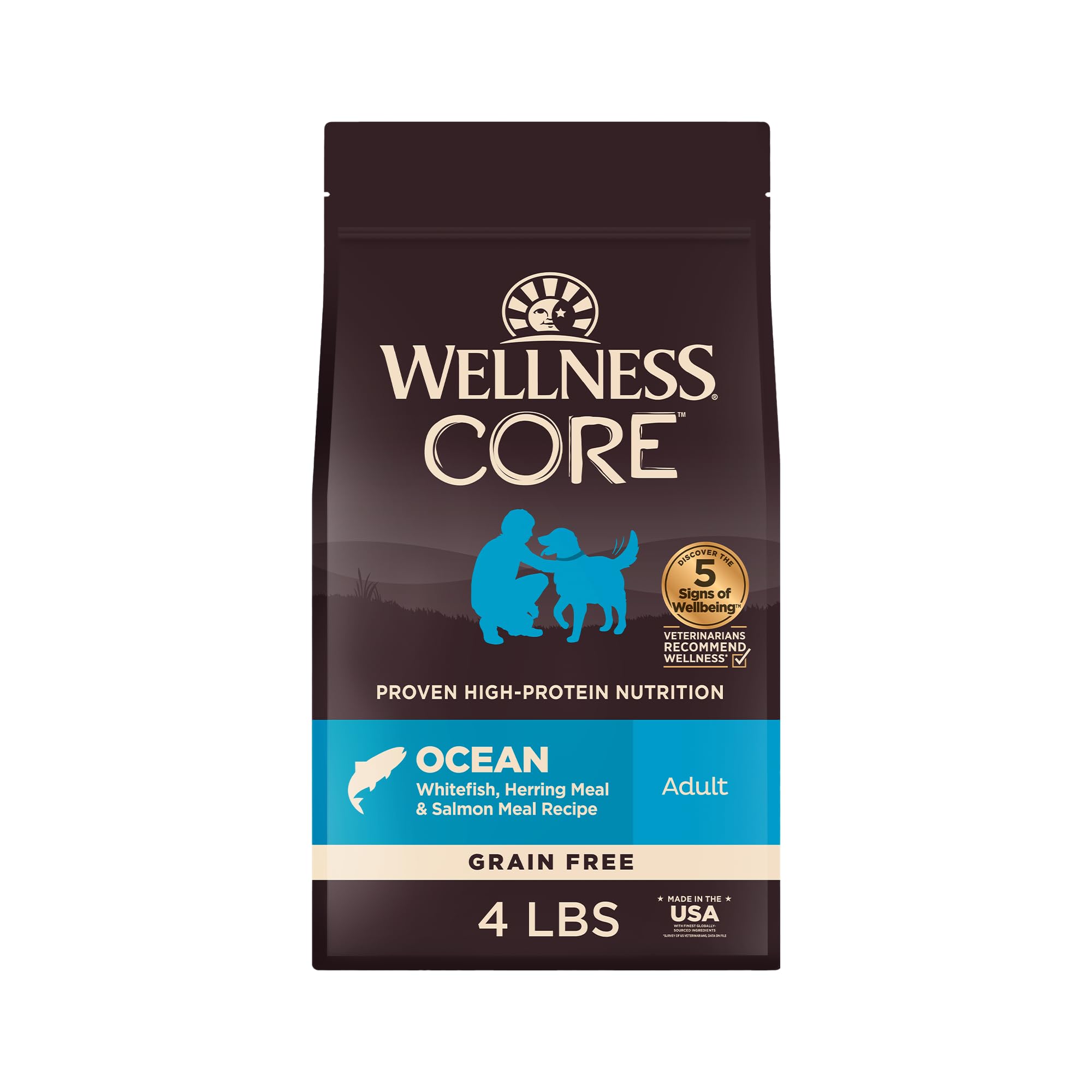 Wellness Core bolsa de alimento seco para perros sin granos de 4 libras, ideal para energia diaria
