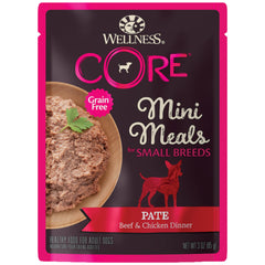 Wellness CORE bolsas individuales de paté res y pollo para perros pequeños, para comidas diarias fáciles