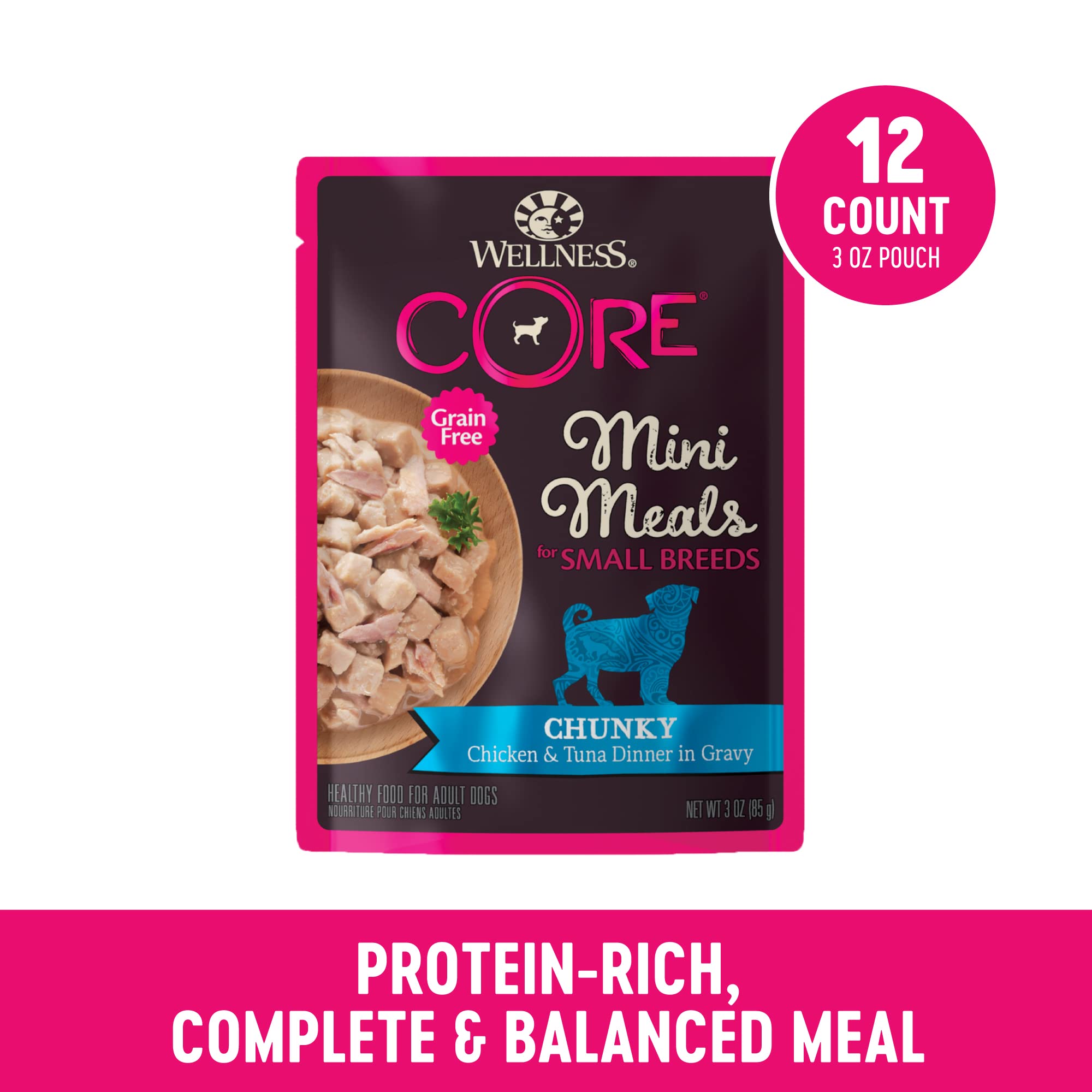 Wellness CORE cena de pollo y atún en salsa, sabor natural