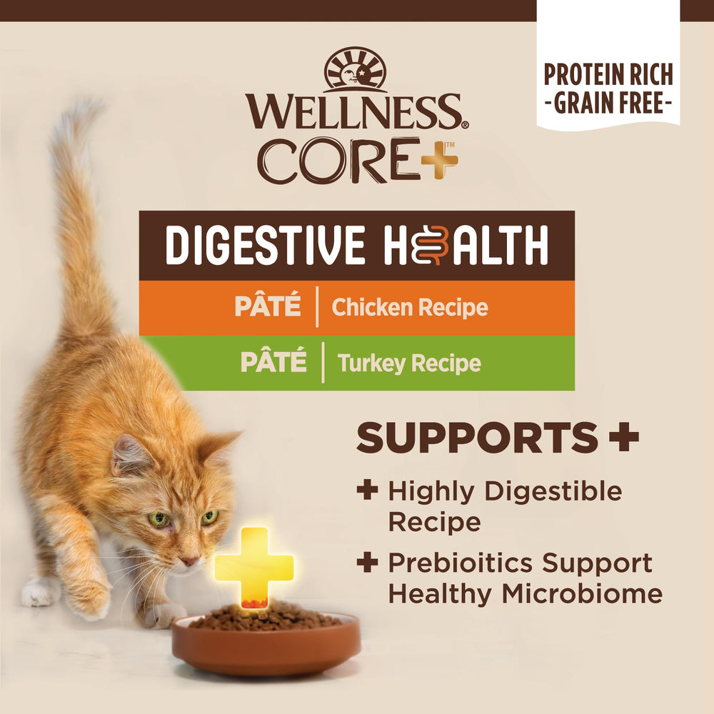 Lata de Wellness CORE Digestive Health Pate de pollo, textura suave para gatos.
