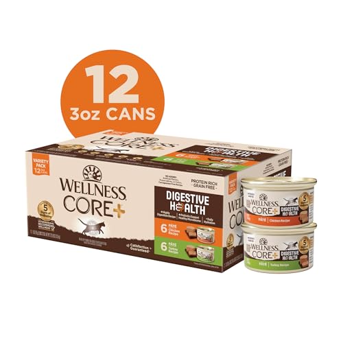 Porciones Wellness CORE Digestive Health, variedad pollo y pavo para gatos.