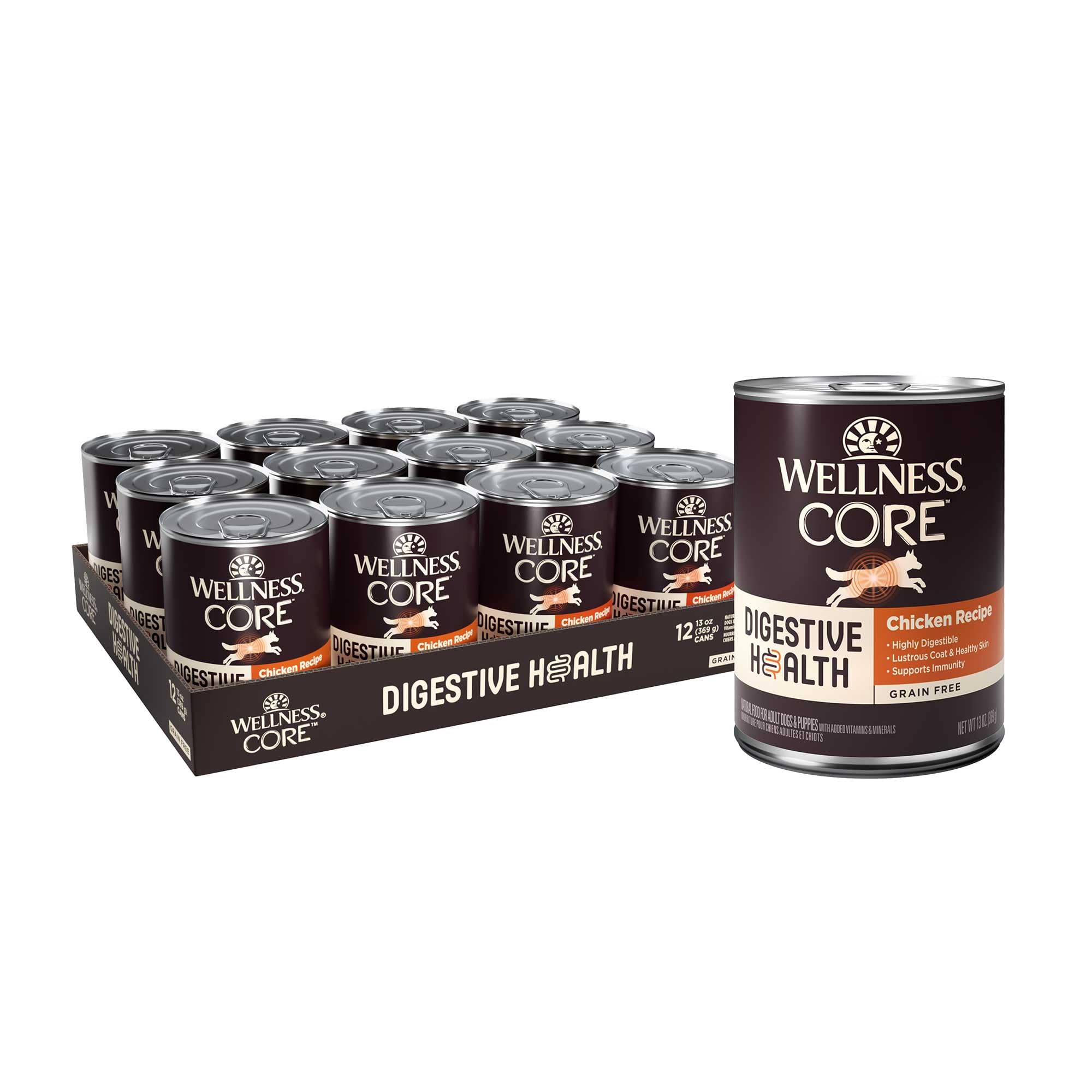 Wellness CORE Digestive Health, pollo-pate-lata: proteína real para perros.