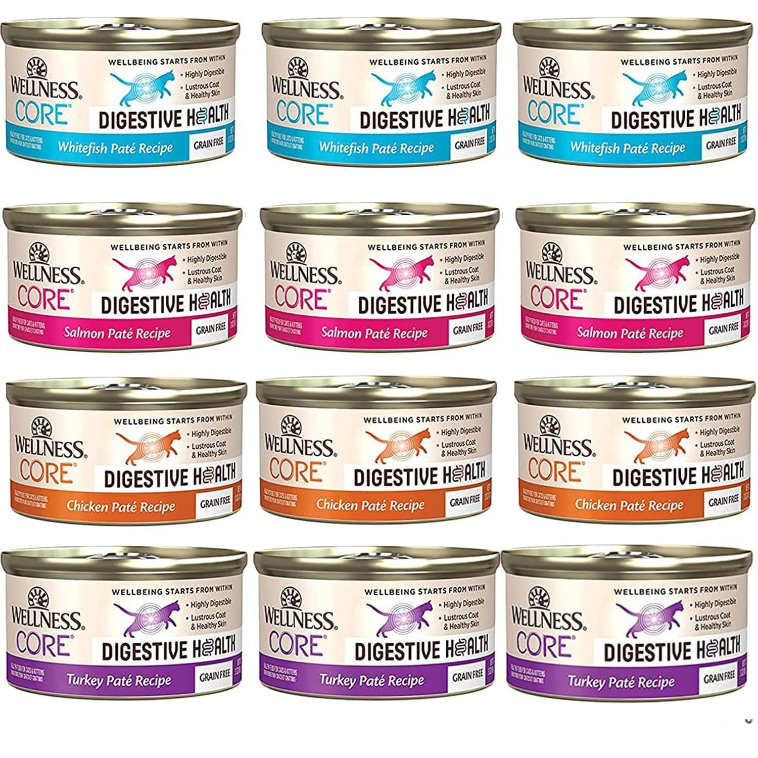 Wellness Core Digestive Pate: lata de 3 oz sabor Pollo, apoyo digestivo suave.