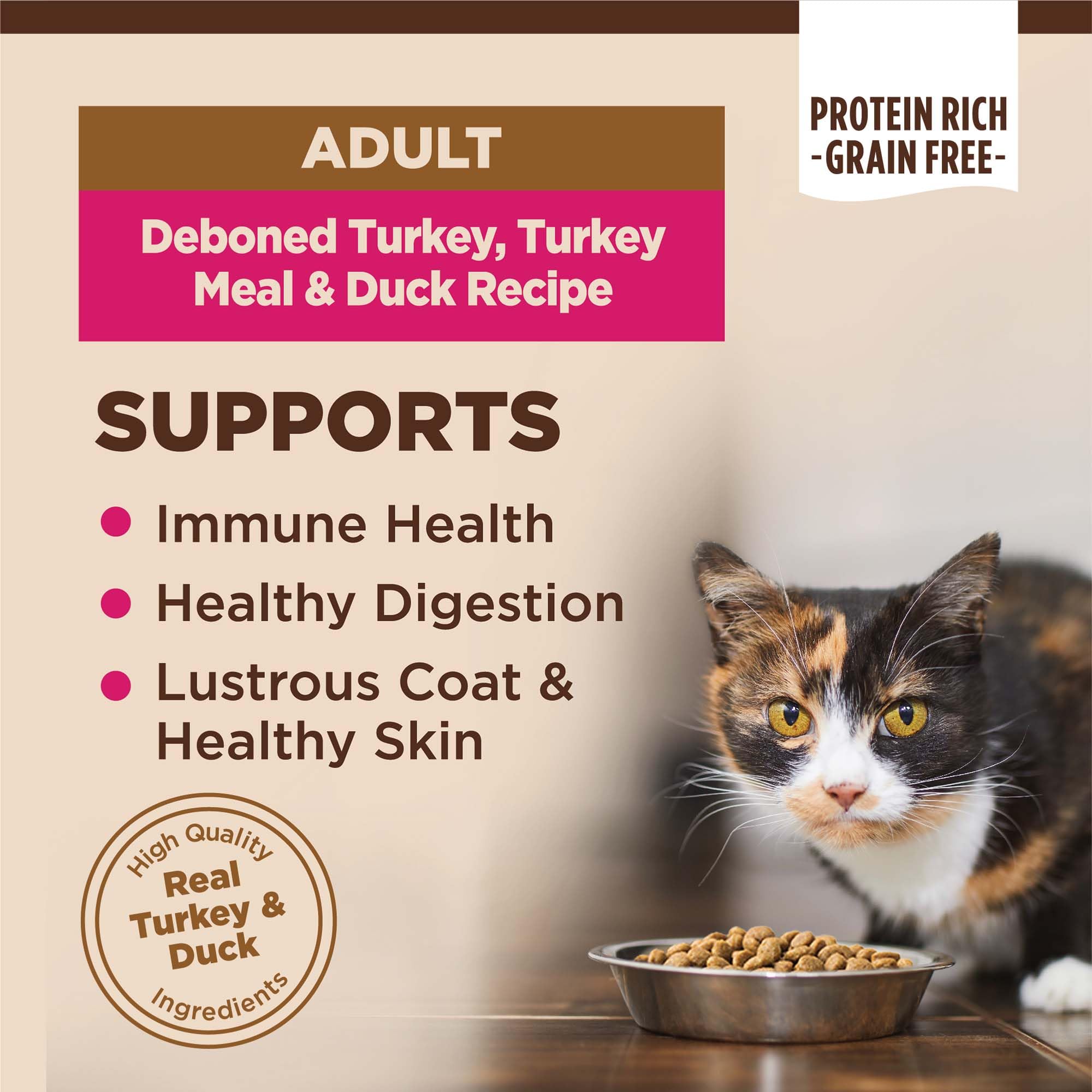 Wellness CORE sin granos para gatos adultos, bolsa de comida seca de pavo y pato.
