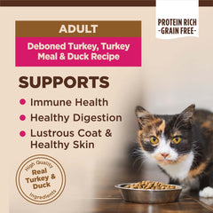 Wellness CORE sin granos para gatos adultos, bolsa de comida seca de pavo y pato.