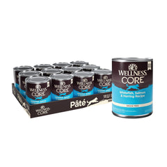 Wellness CORE: lata de perro paté blando sin granos para alimentación diaria.