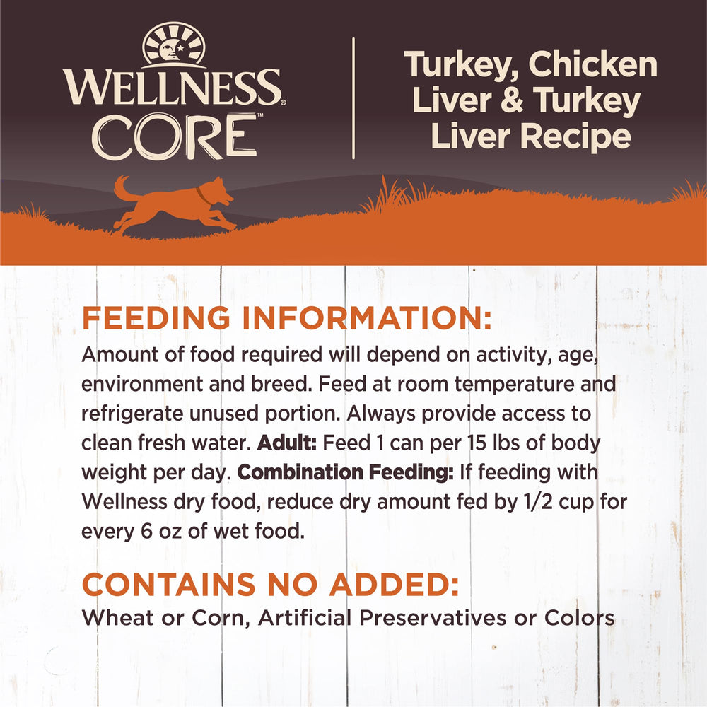Pack de 12 latas Wellness CORE para alimentación continua.