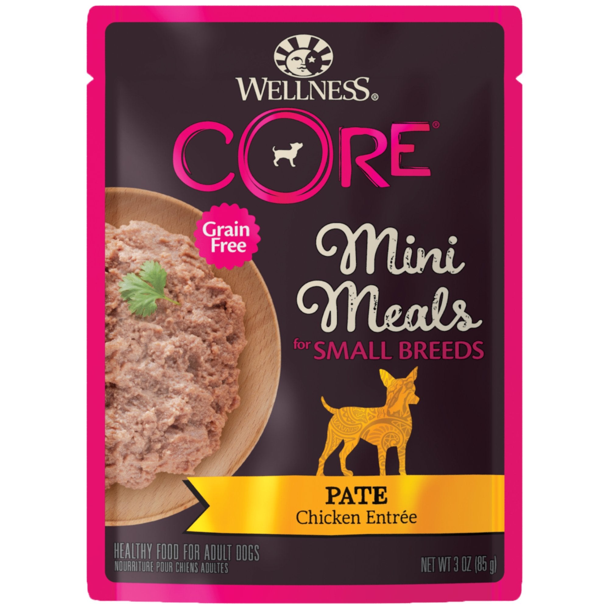 Wellness CORE pate pollo entree porcion individual para perros pequenos, sabor suave