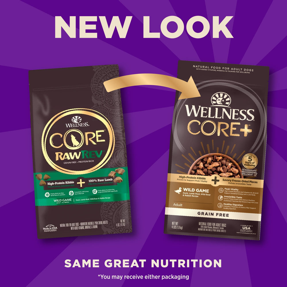 Wellness CORE+ alimento seco alto en proteína, favorece masa muscular.