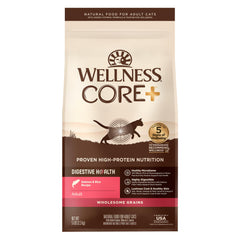 Wellness CORE+ Alimento seco para gatos con salmón y arroz, 5 lb, ideal para días activos.