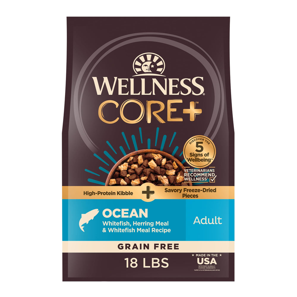 Bolsa Wellness CORE+ Dry Dog Food de 18 libras para perros activos.