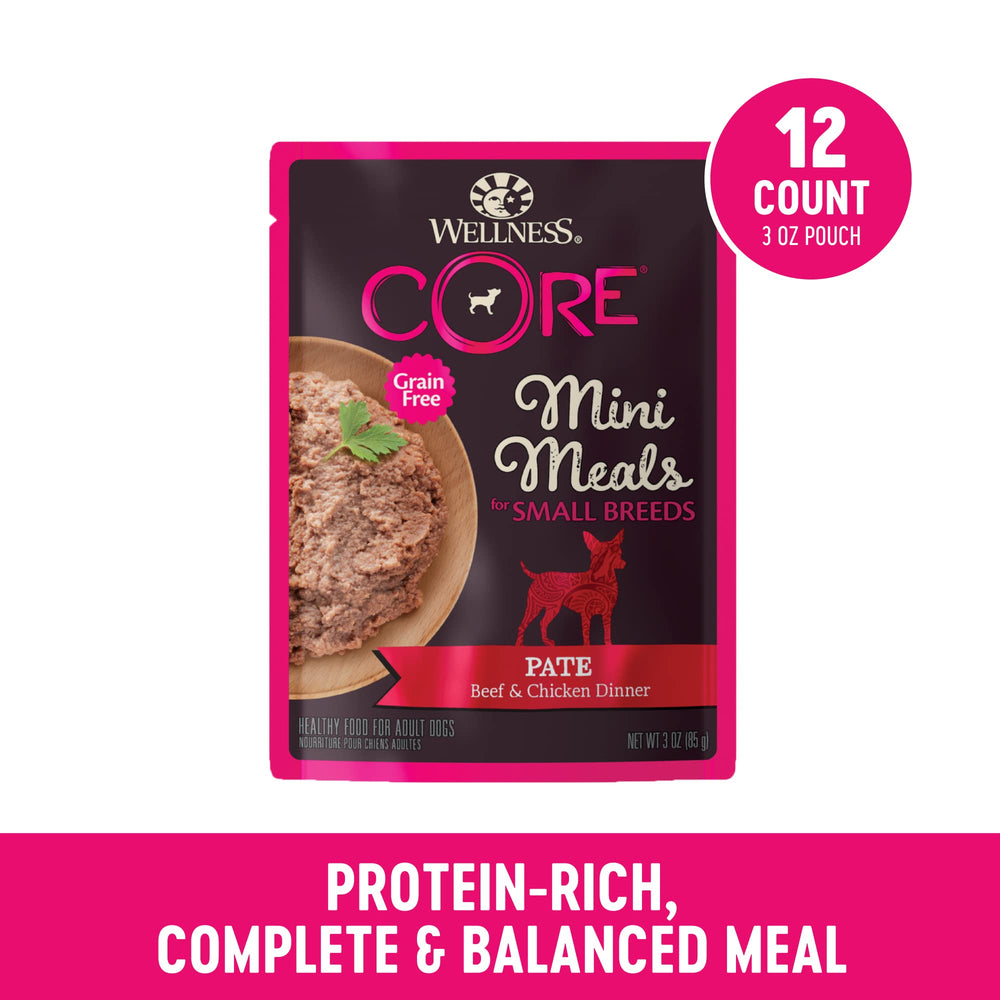 Wellness CORE textura suave de paté res y pollo para una experiencia agradable