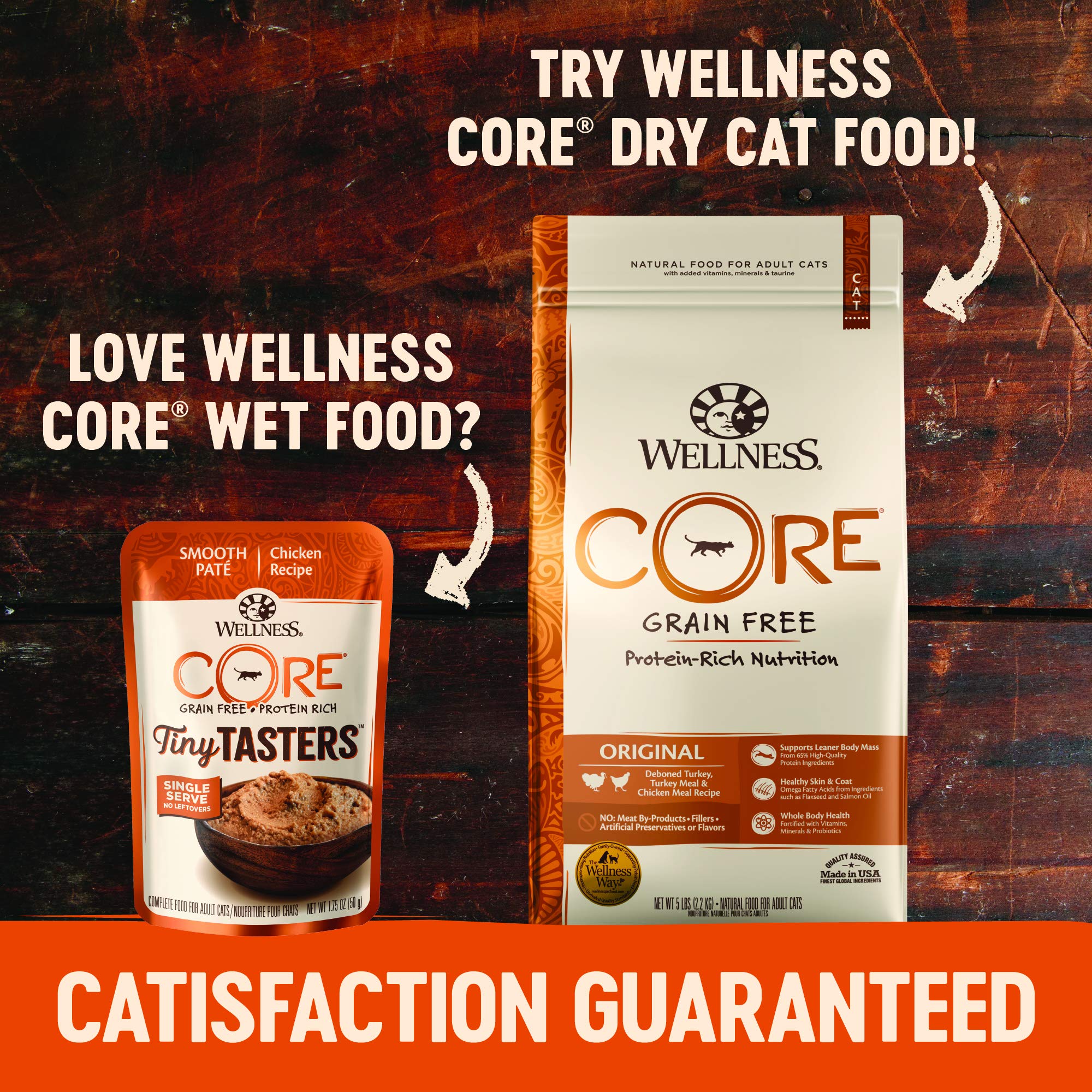 Sin maíz en Wellness CORE, opción clara para dietas sensibles.