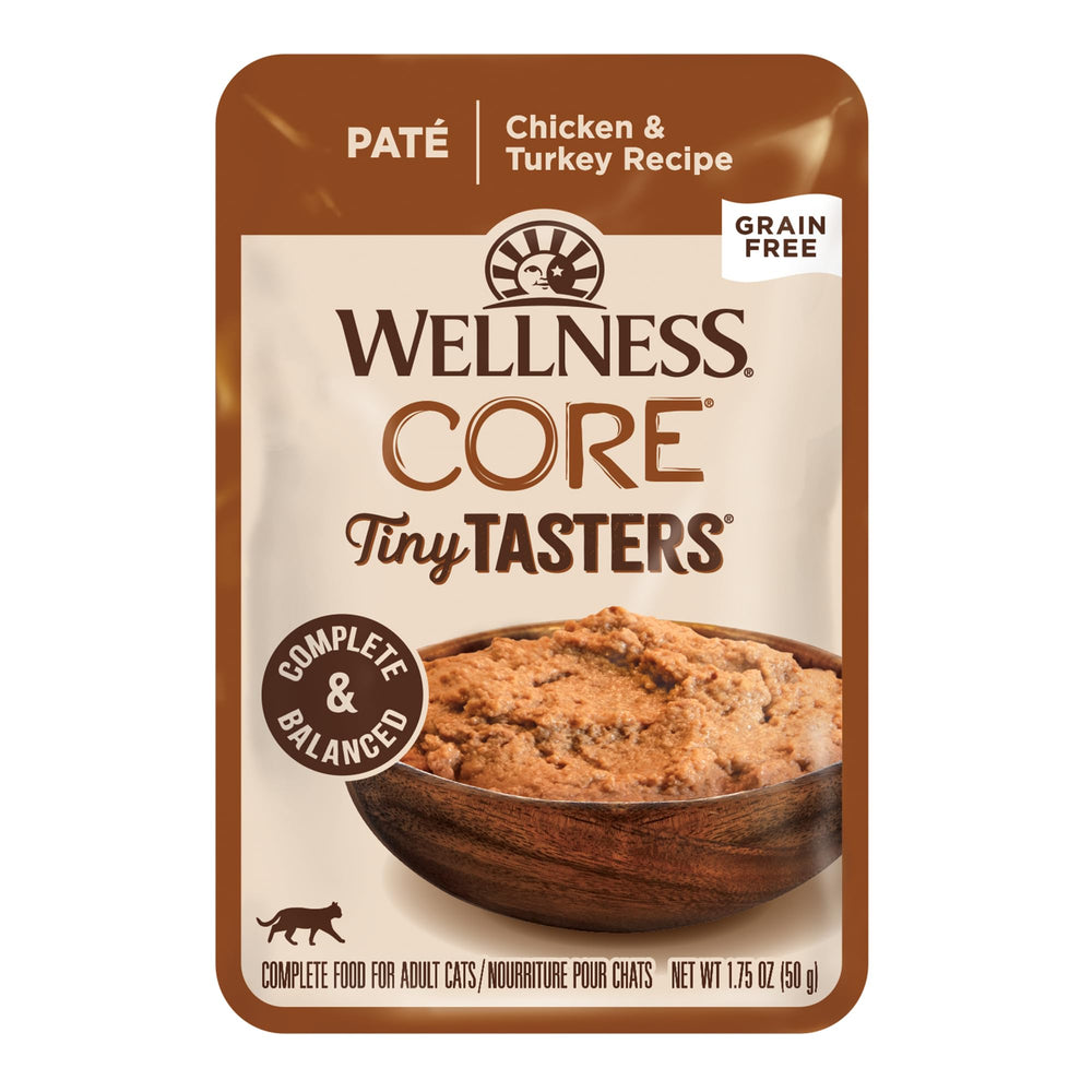 Wellness CORE Tiny Tasters Pate con pollo en sobre para alimentar fácilmente cada comida