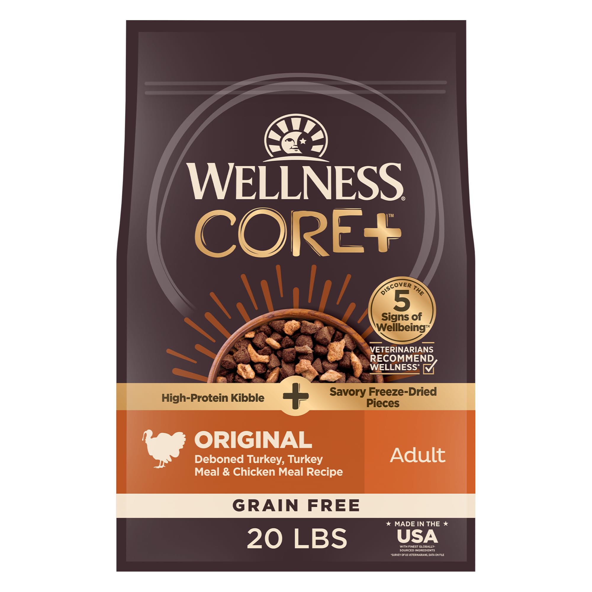Wellness CORE+ trozos congelados de pavo para perros, apoyo energético