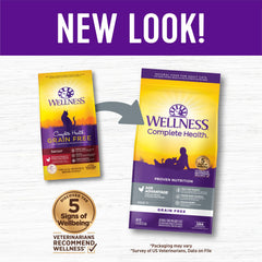 Wellness gato seco sin granos, dieta limpia para mascotas.
