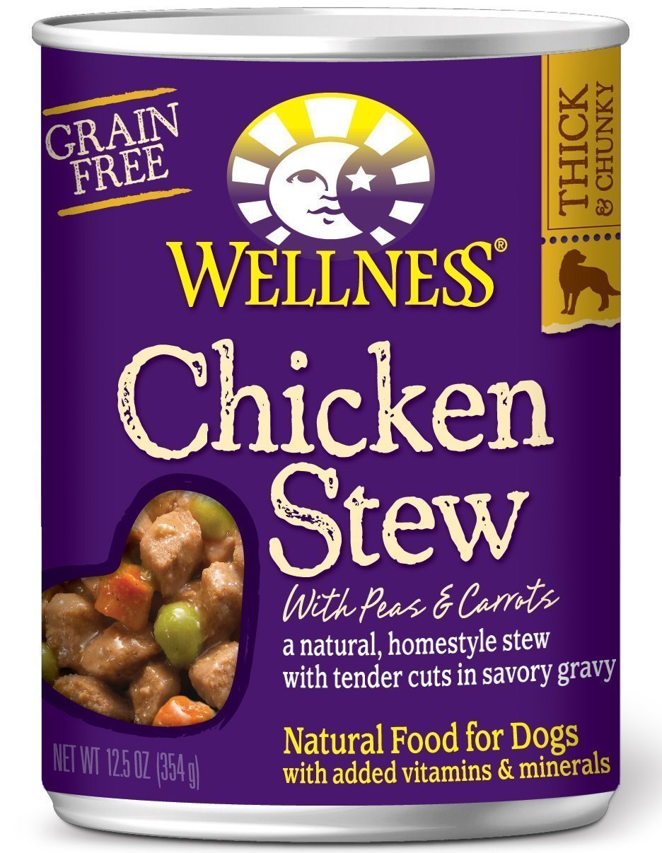 Wellness guiso sin granos de pollo para perro adulto, sabor natural y textura tierna para comer