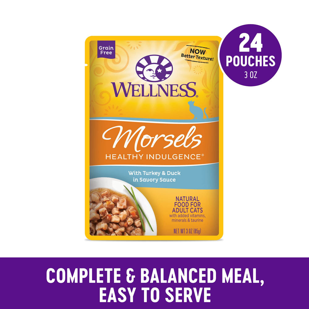 Wellness Healthly Indulgence Morsels: sabor pato, fuente de grasas saludables para pelaje.