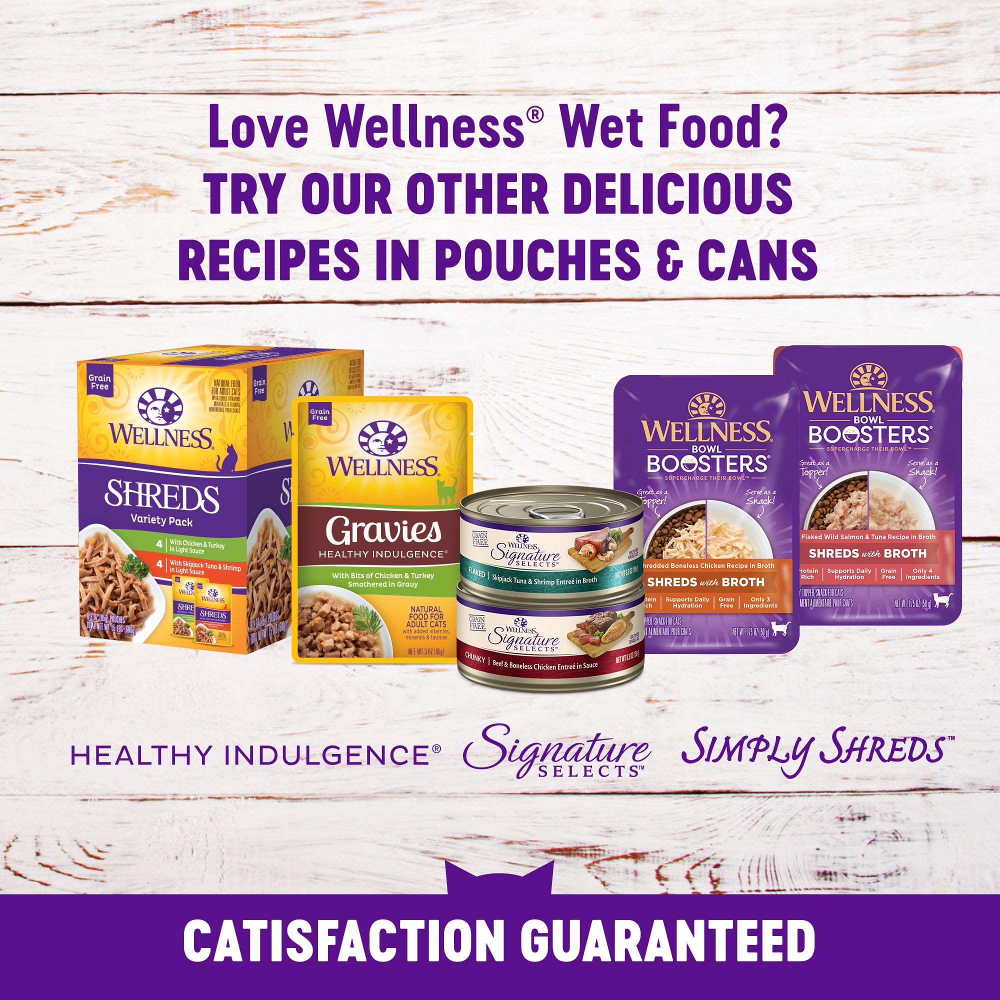 Wellness mordiscos indulgentes para gatos ayuda a la hidratación al comer comida húmeda.