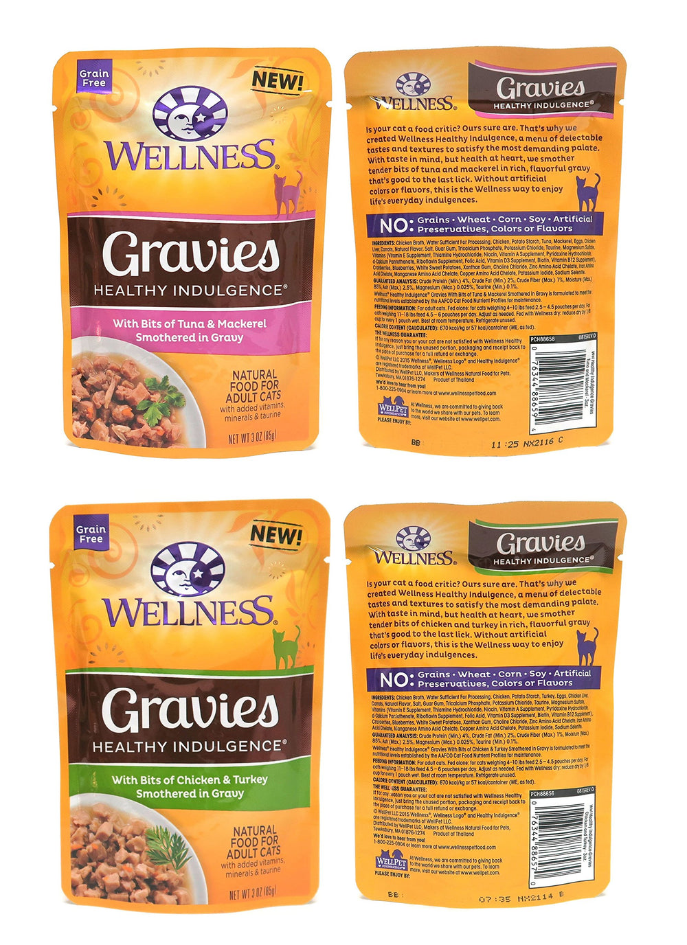 Deshilachados Wellness con pollo y pavo en salsa ligera, opción sabrosa para la dieta diaria.
