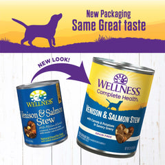 Wellness ingredientes premium ciervo-salmon con patatas y zanahorias para perro.