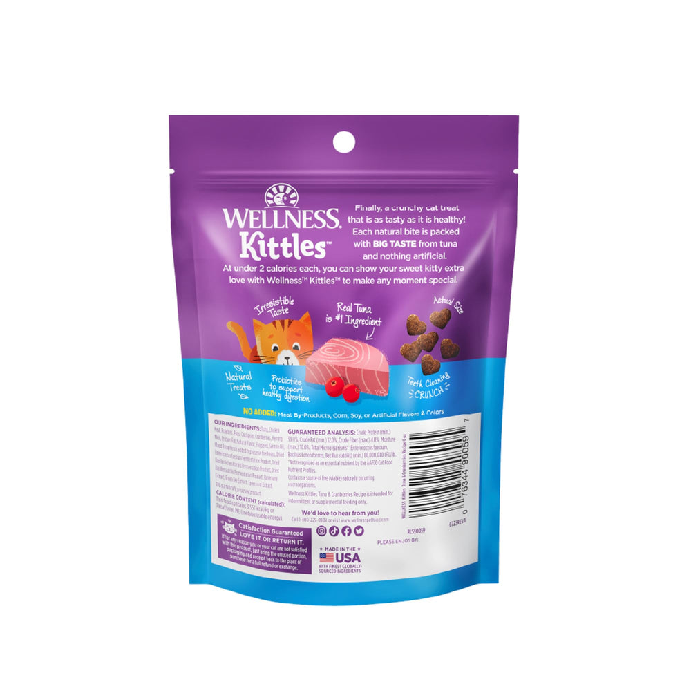 Ingredientes simples y premium en Wellness Kittles para snack sabroso.