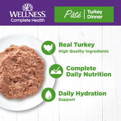 Wellness pate pavo textura suave, sabor irresistible para paladares gatunos.