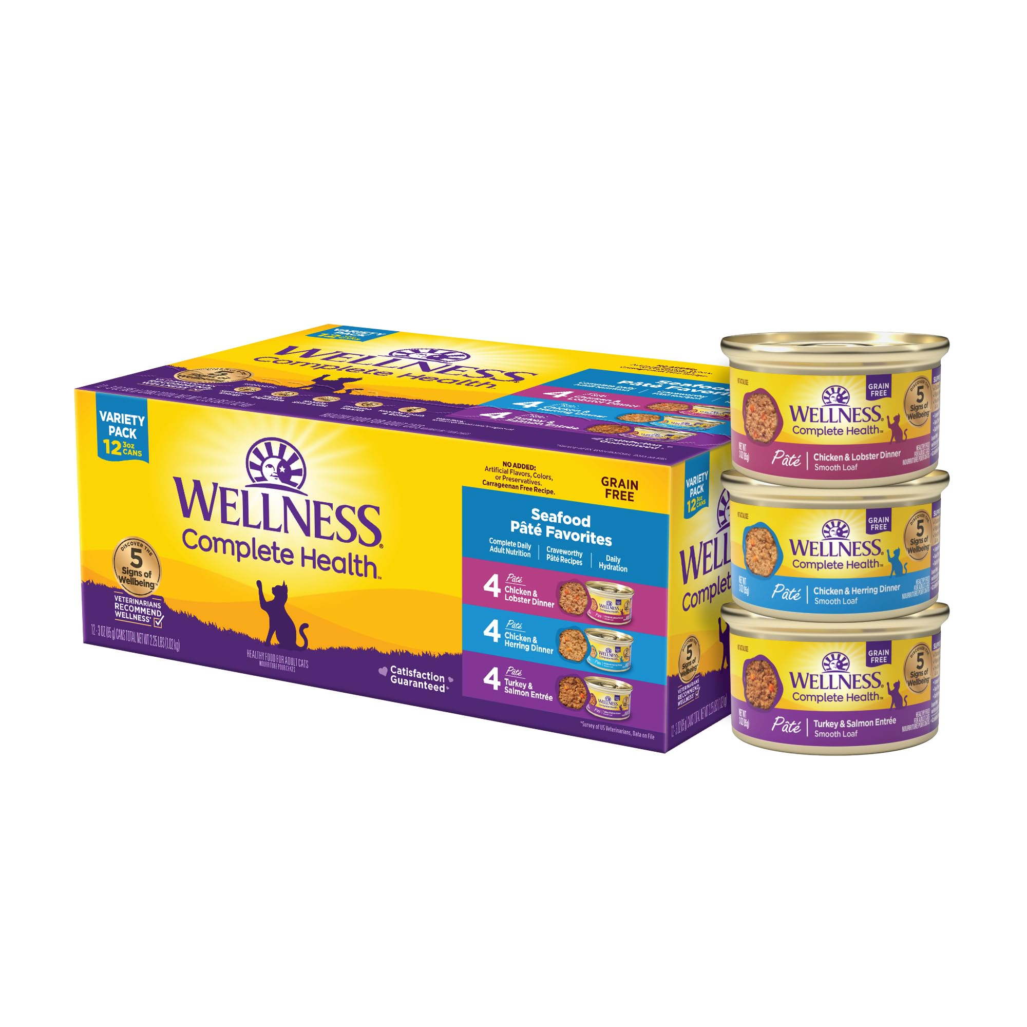 Wellness Complete Health Paté Pollo Langosta lata: fuente de proteína premium para gatos adultos.