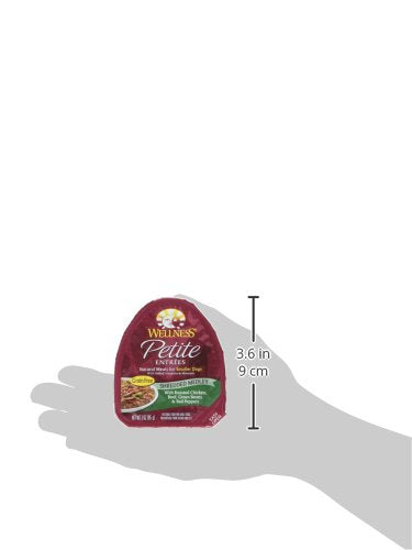 Wellness Petite Entrées Medley verduras crujientes y pimientos rojos para perros pequeños.