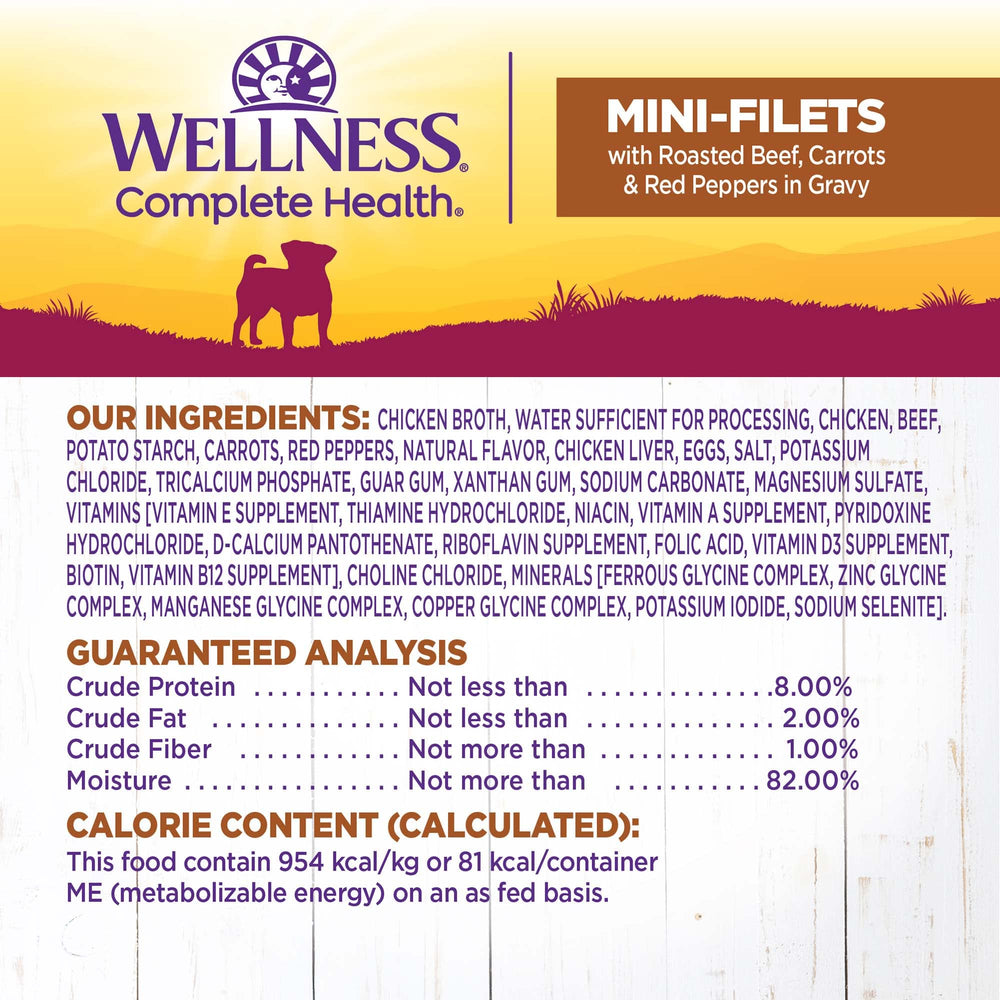 Wellness Petite Entrées: ingredientes naturales y sin subproductos, opción sabrosa para perros pequeños.