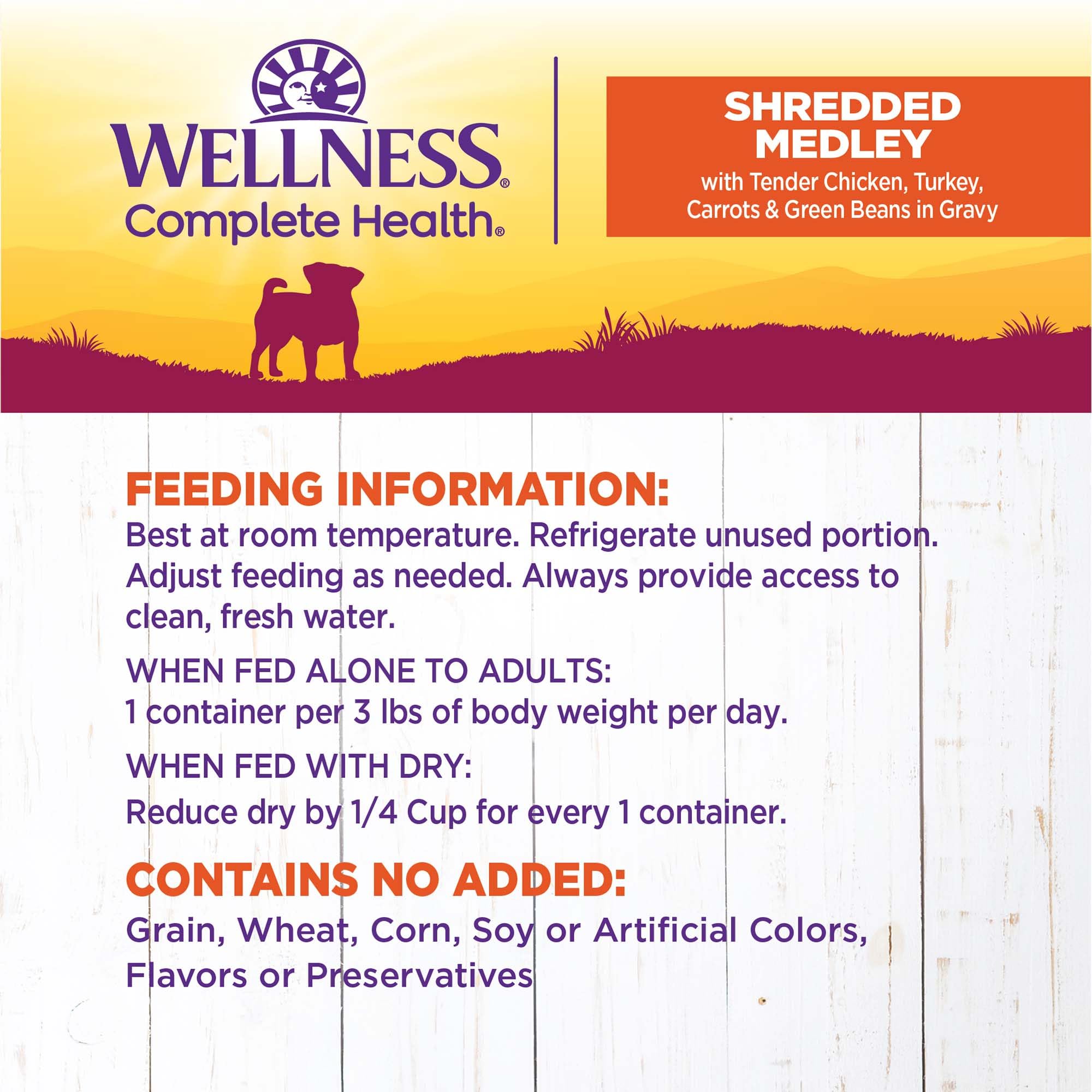 Wellness Petite Entrées porciones diarias convenientes para perros pequeños.
