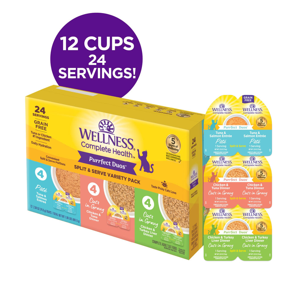 Wellness Purrfect Duos porciones dobles, faciles de servir