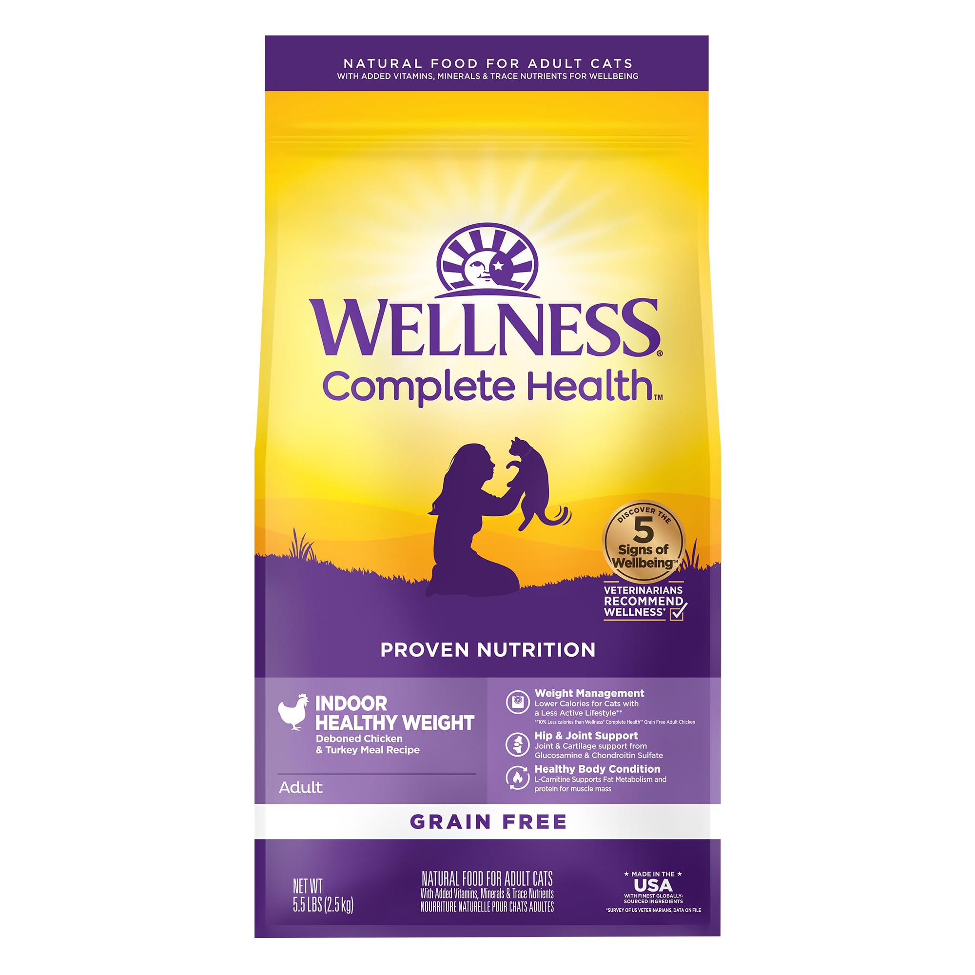Wellness Complete Health para gatos: alimento seco para interiores, aporta energía diaria.