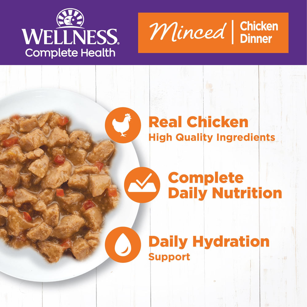 Wellness Complete Health: gato, trocitos de pollo en salsa, ideal para la hidratación diaria.