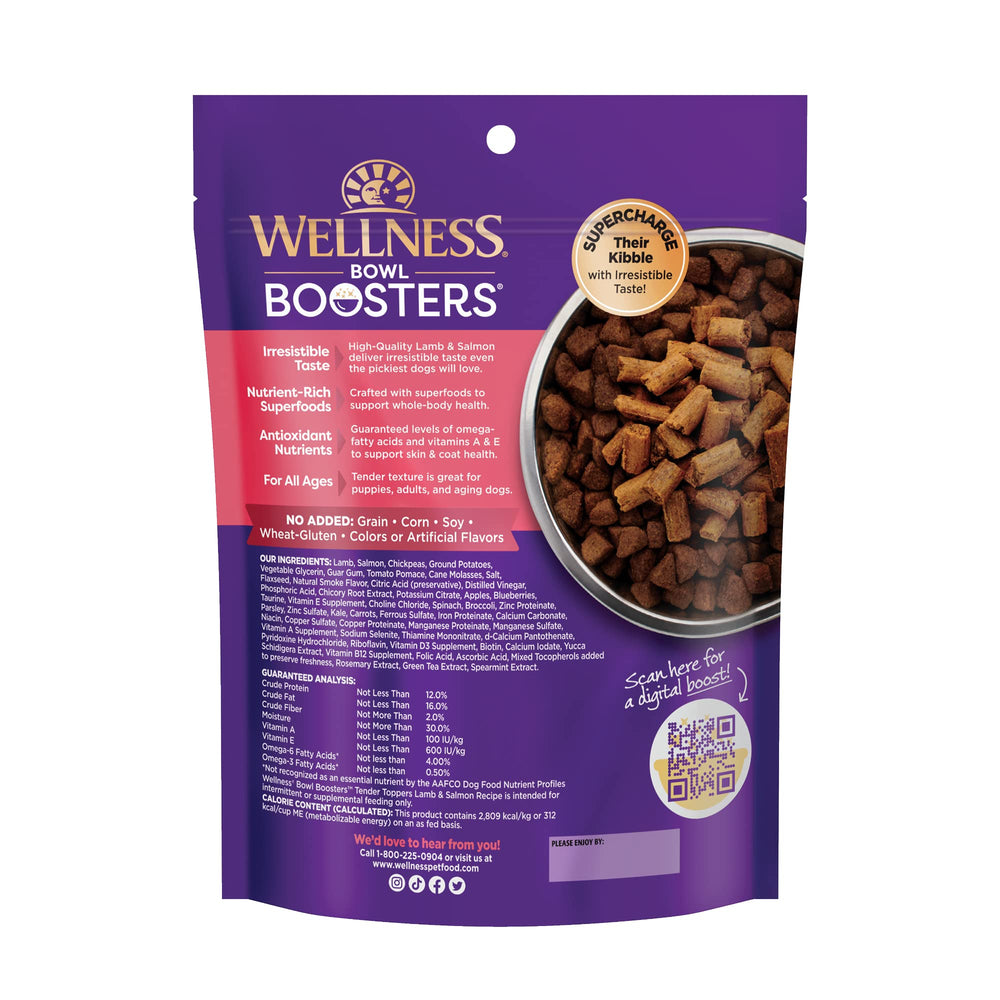 Wellness Tender Toppers, ingredientes premium, sabor intenso para perros exigentes.
