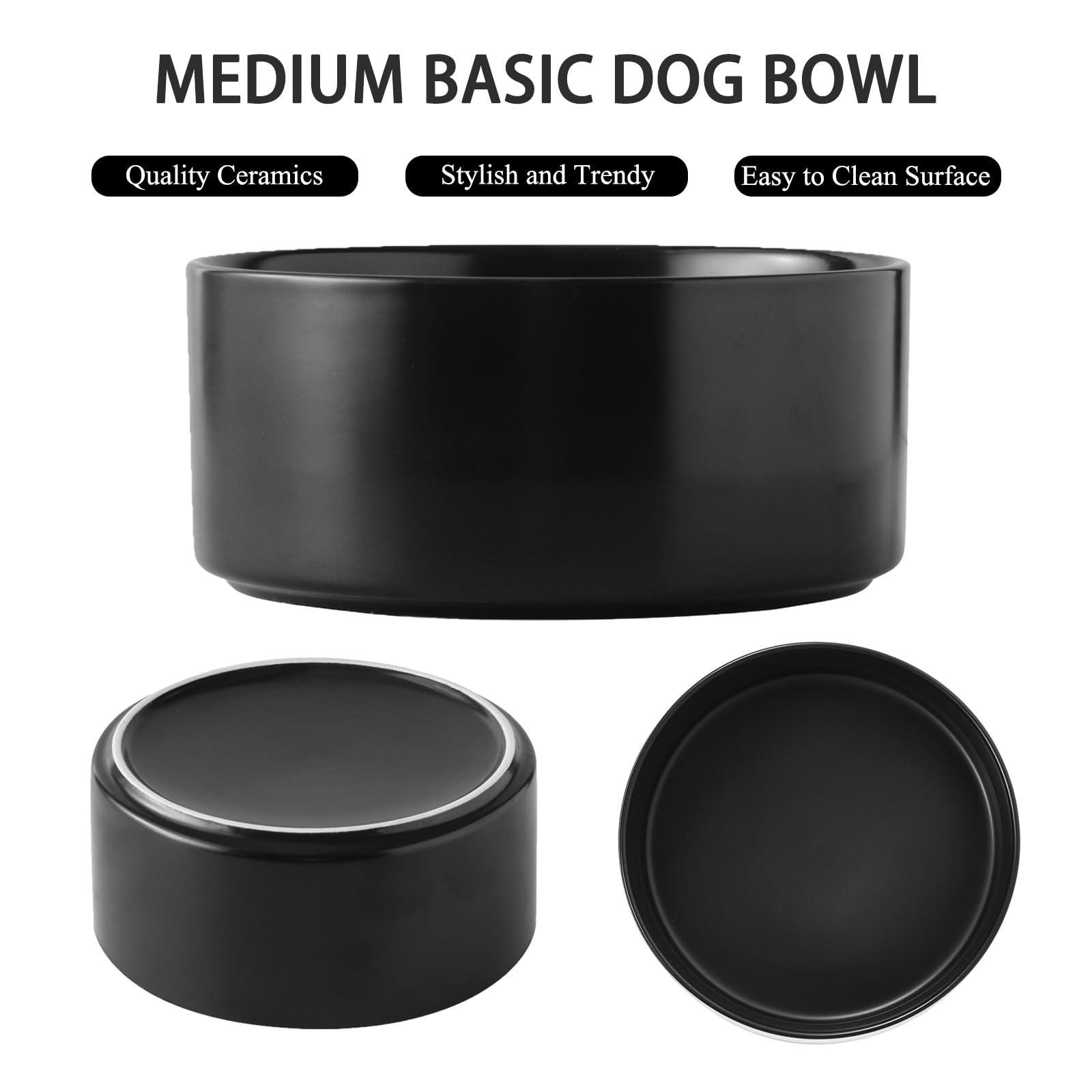 Acabado mate de Welloyed, cuenco cerámico para perros, glaseado seguro para alimentos.