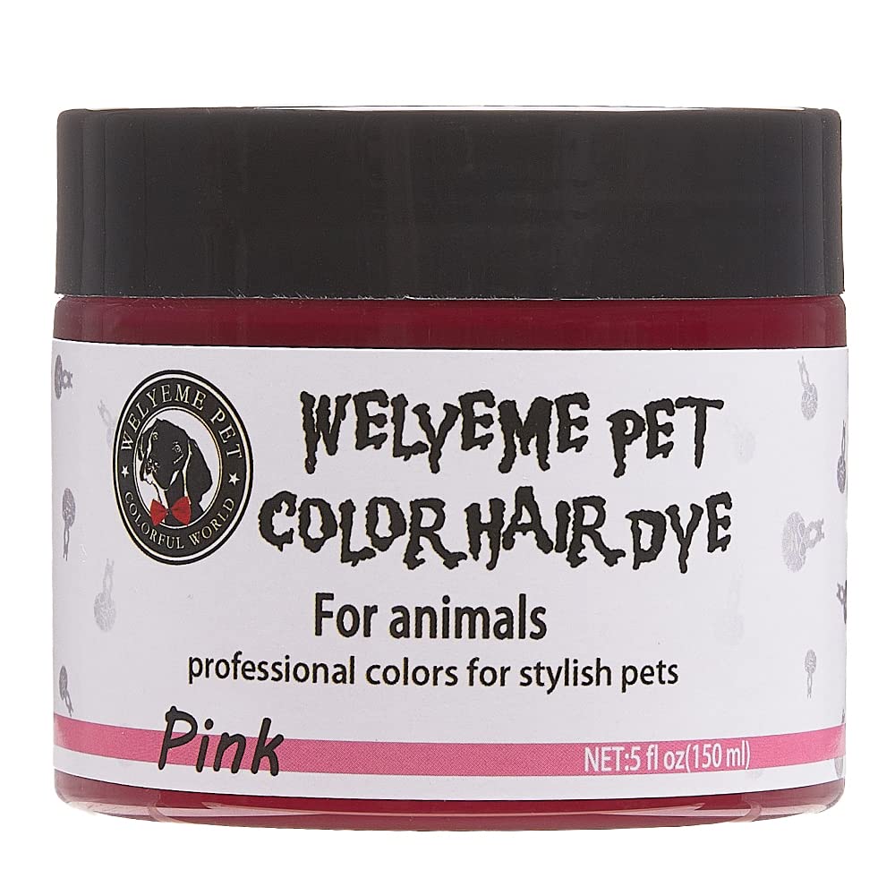 welyeme teinture pelage animal rose vif avec bouteille et pinceau