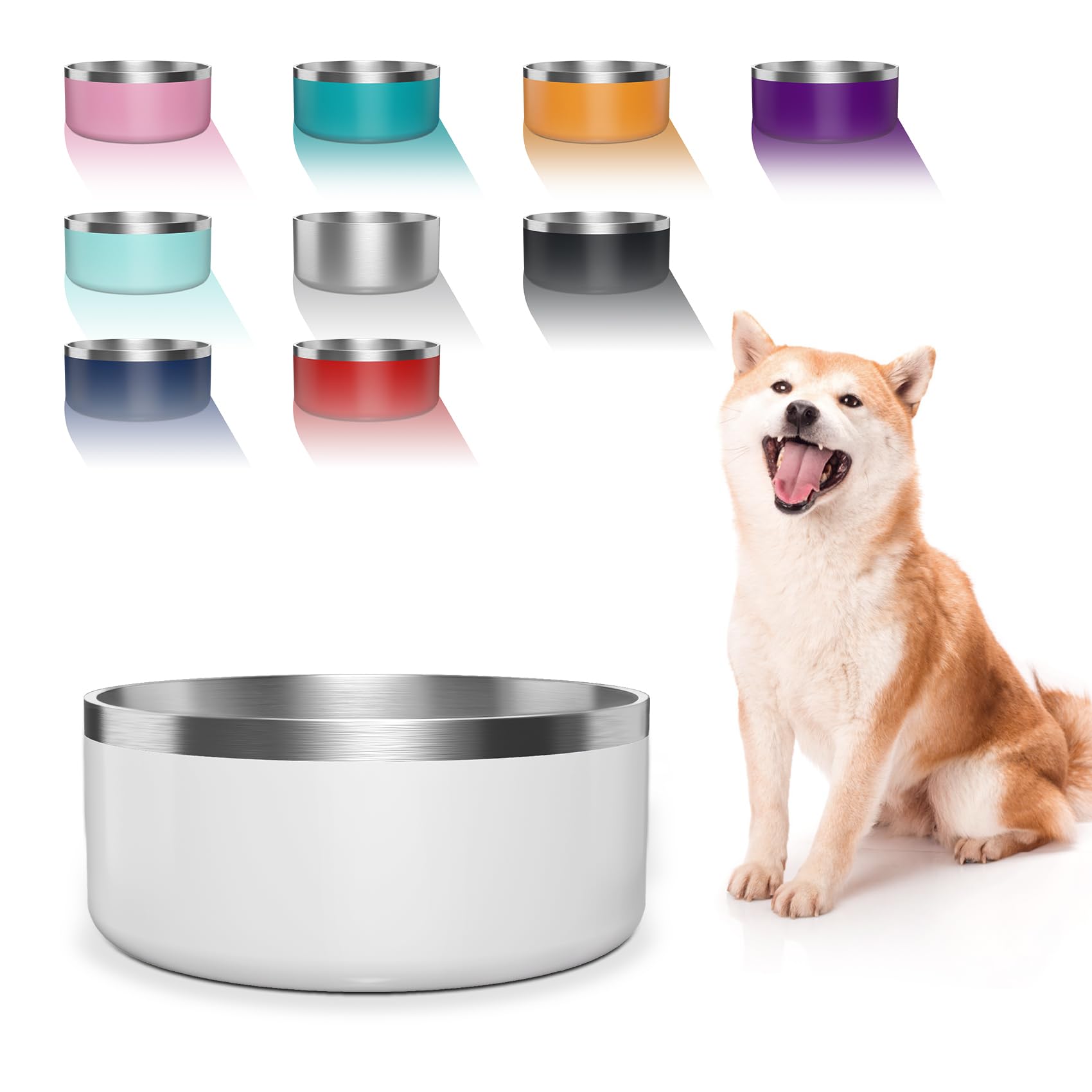 Tazón Wenbokmin para perro de acero inoxidable 64oz, antideslizante y lavable